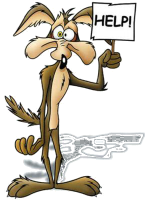 Le coyote des dessins animés de Tex Avery brandissant un panneau "Help!"